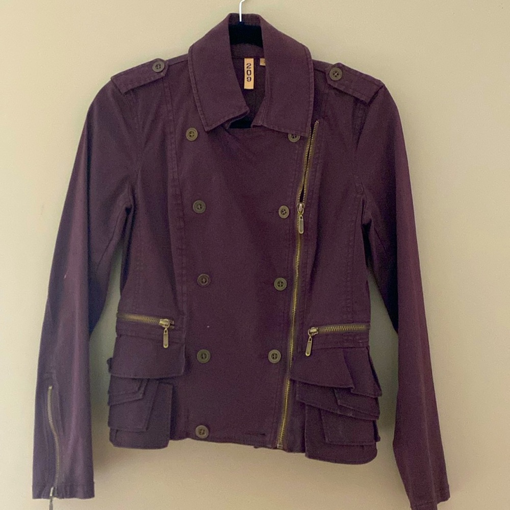 209 Plum double breasted side zip jacket